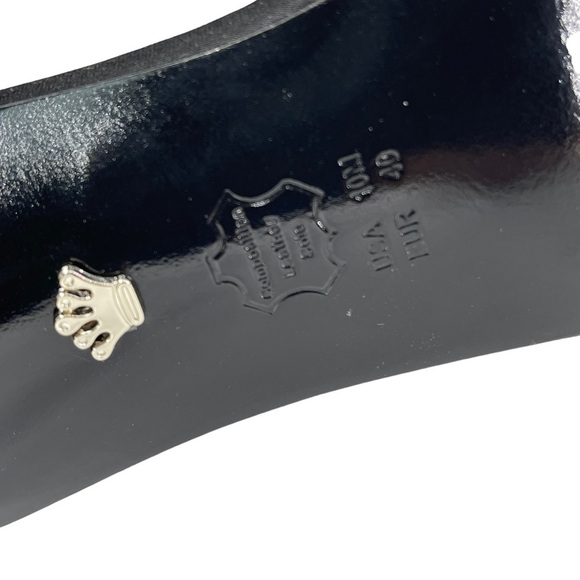 Nina Vinnie Black Satin Womens Heels 10M Rhinestone Ankle Strap - Picture 9 of 11